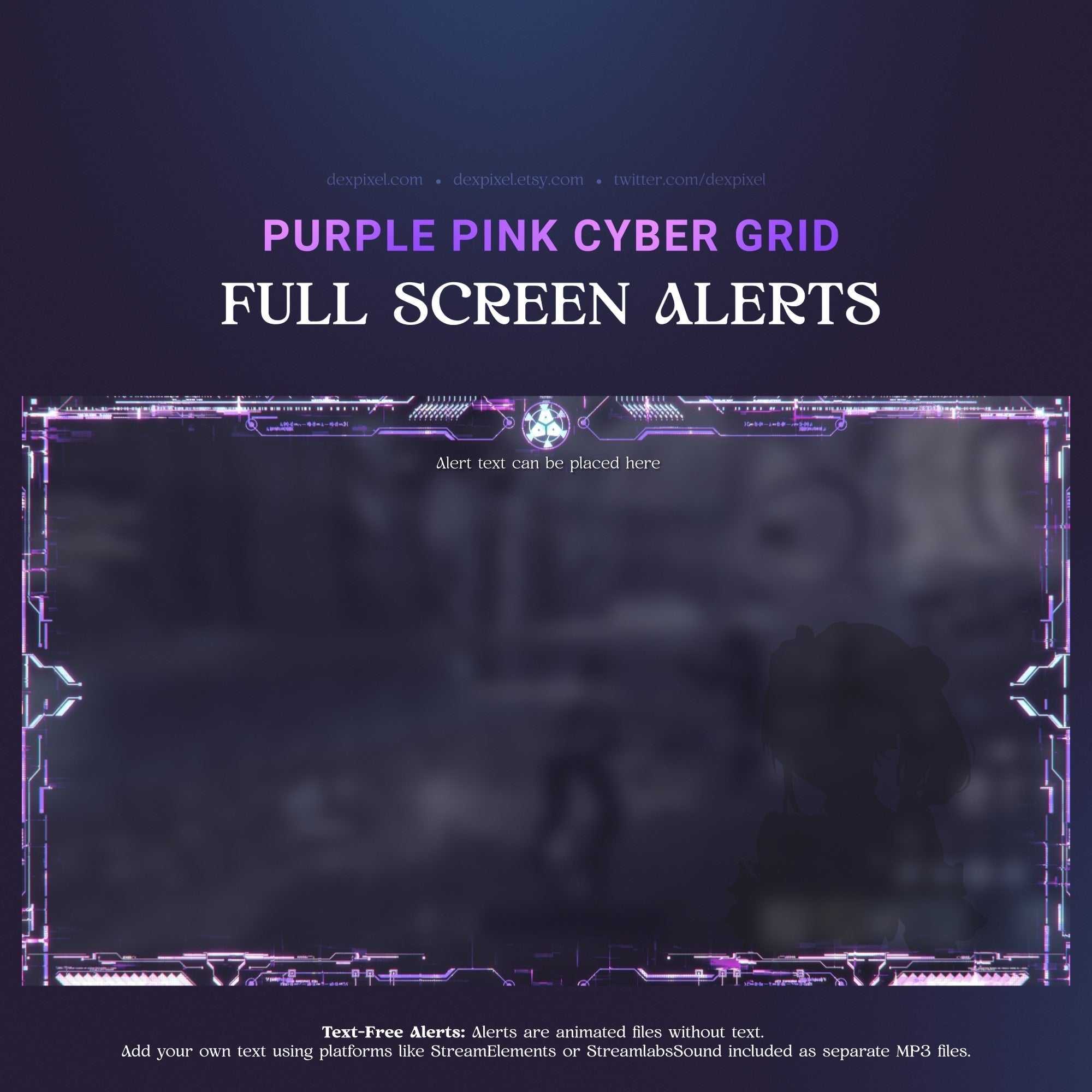 Cyberpunk-themed full-screen alert overlay.