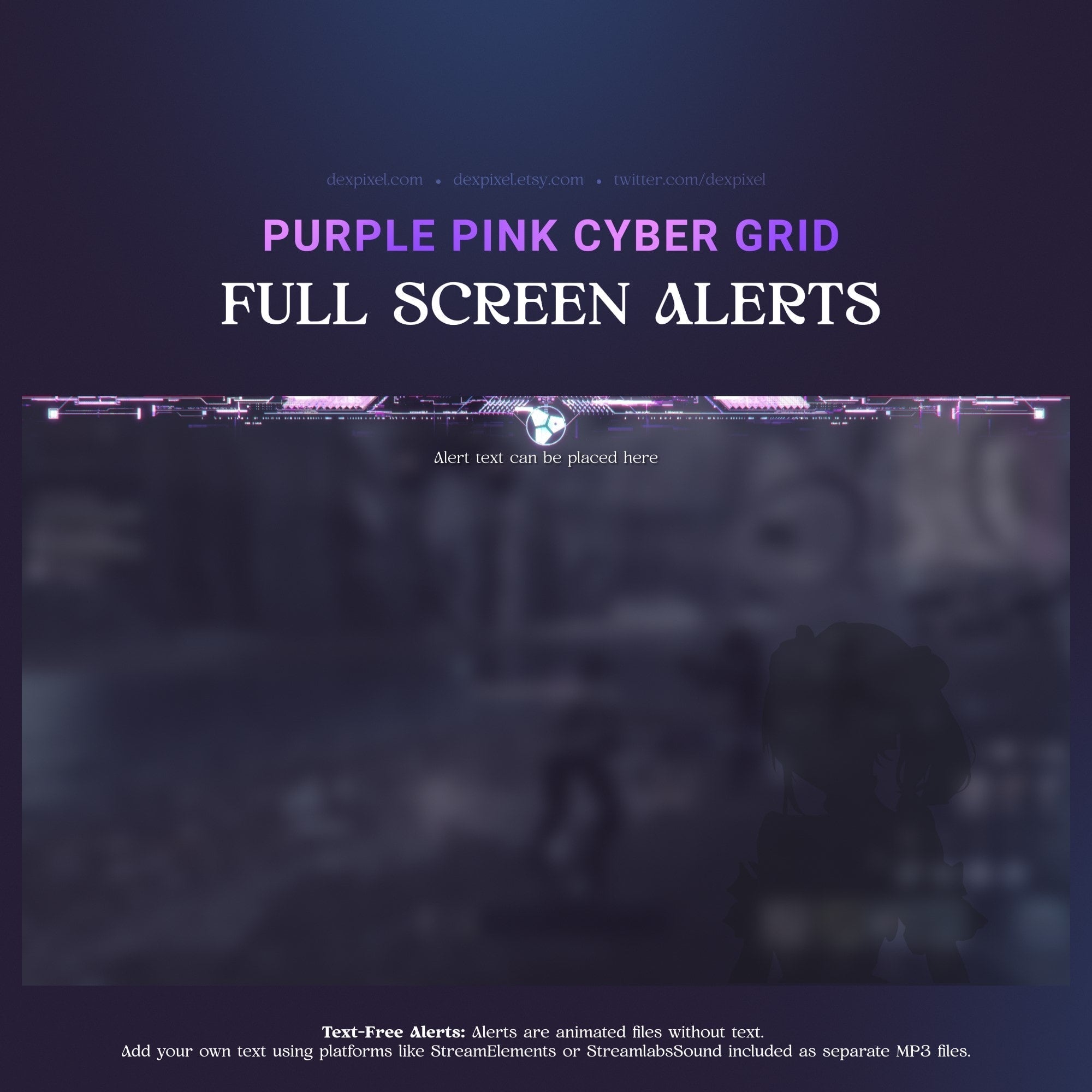 Purple and pink cyber grid full screen alerts.