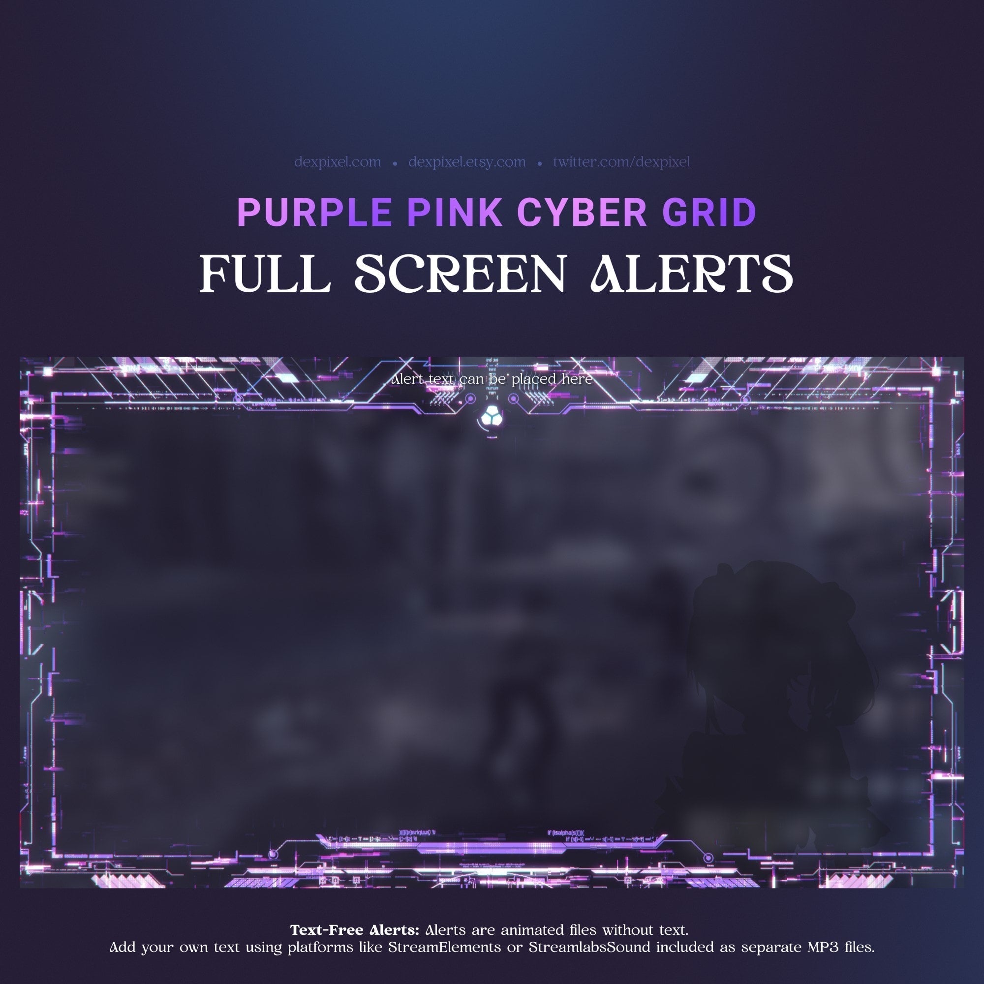 Purple and pink cyber grid alert frame.
