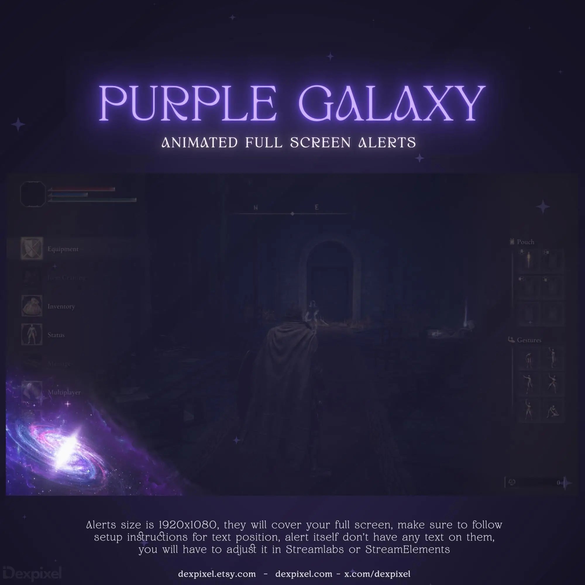 Purple Galaxy Nebula Planet Stream Alert Featuring Galaxy Nebula Animation for Twitch and VTuber
