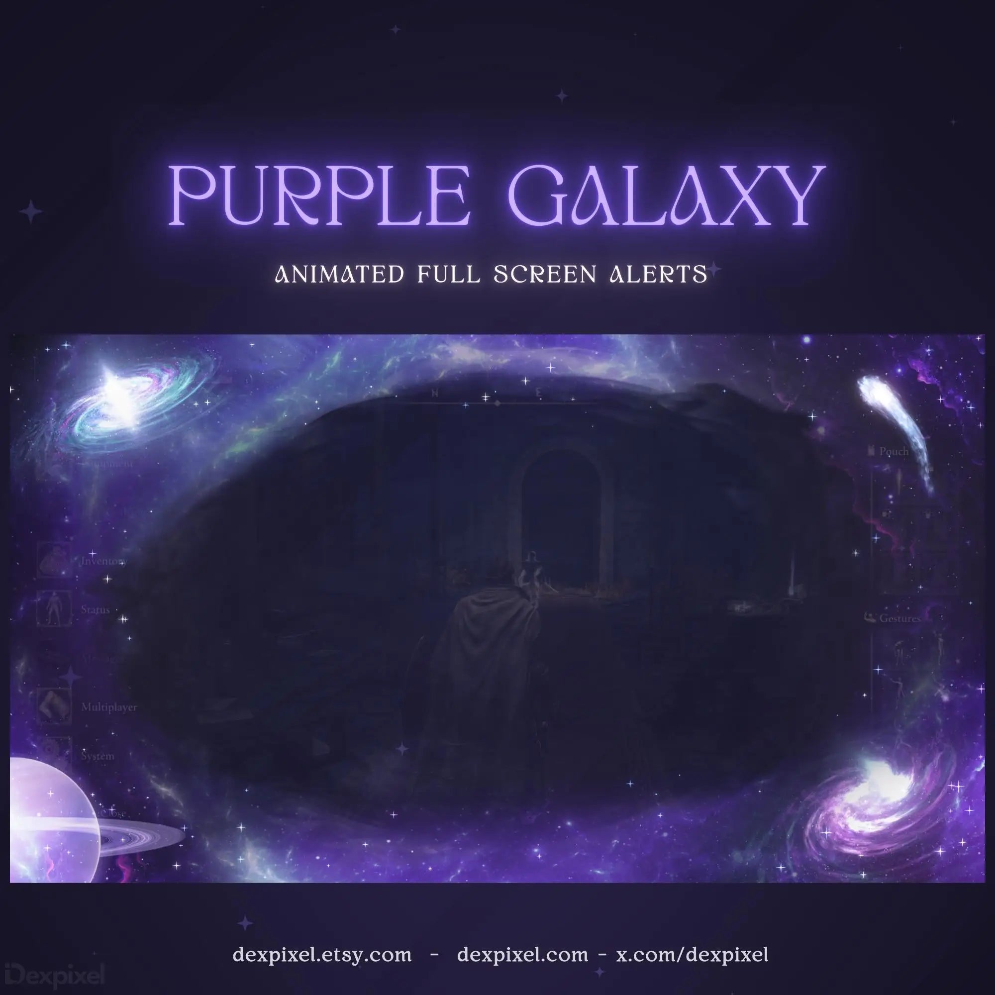 Purple Galaxy Nebula Animated Stream Alert for Twitch, VTuber, and YouTube
