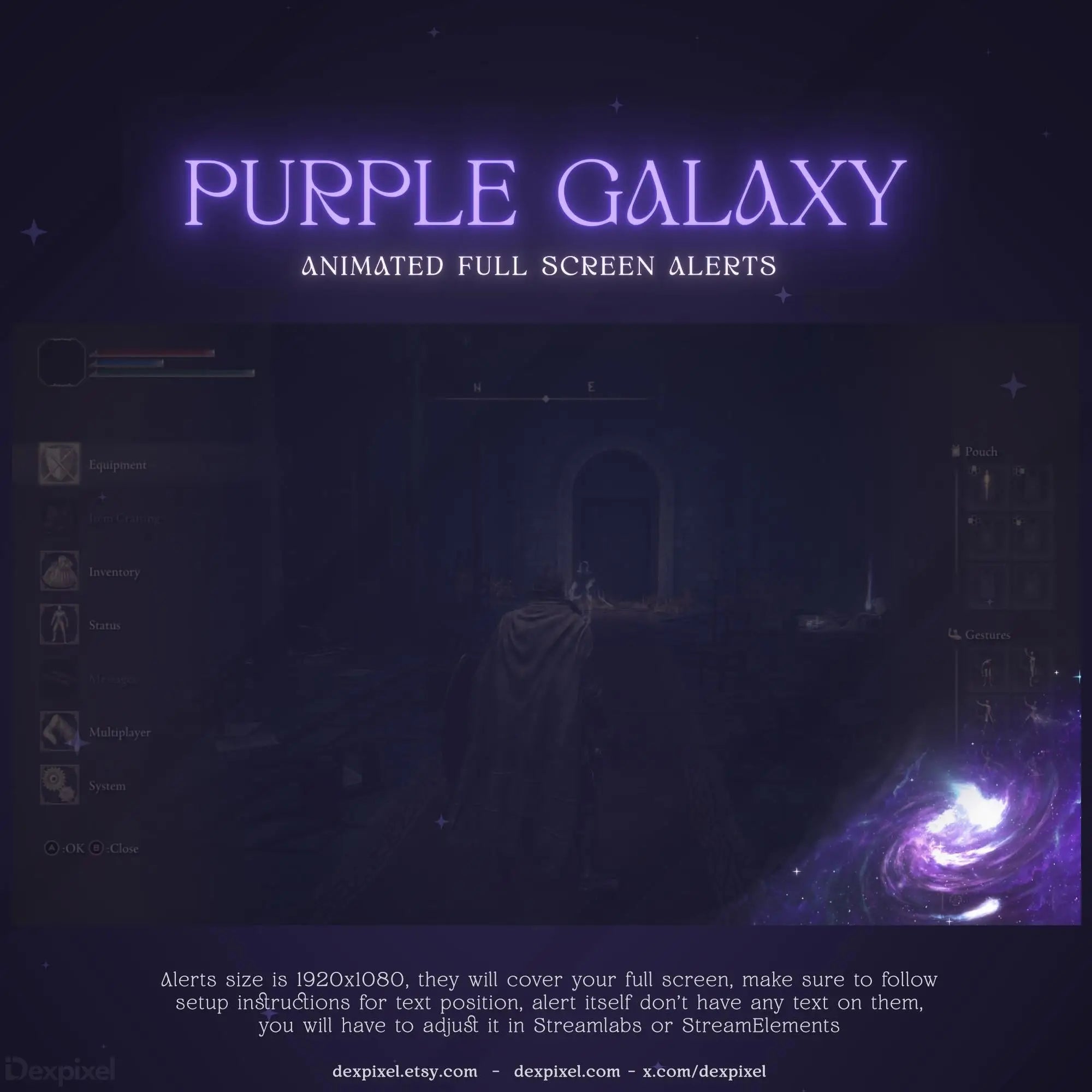 Purple Nebula Galactic Animated Stream Alert with Cosmic Space Animation and Sound for Twitch
