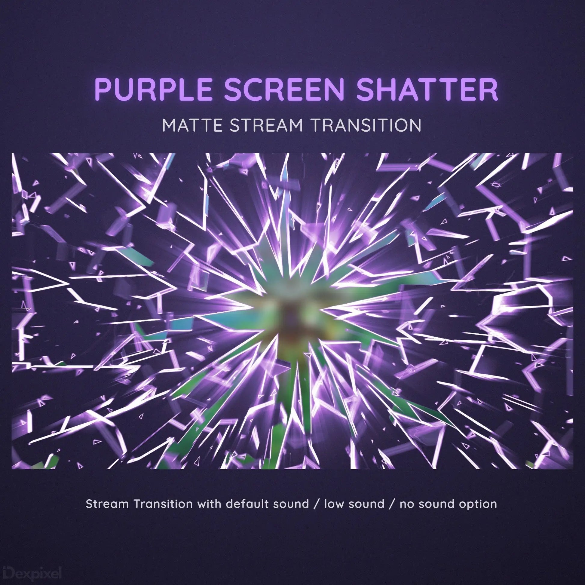 Purple shattered glass effect with radiating light burst from the center.