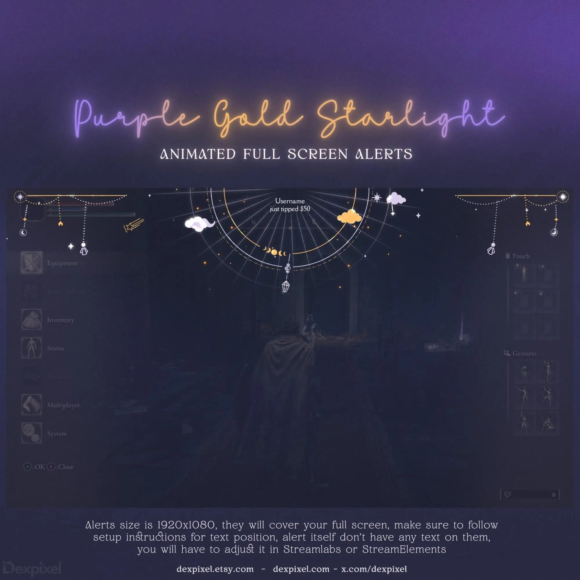 Celestial animated stream alert for twitch youtube and vtuber