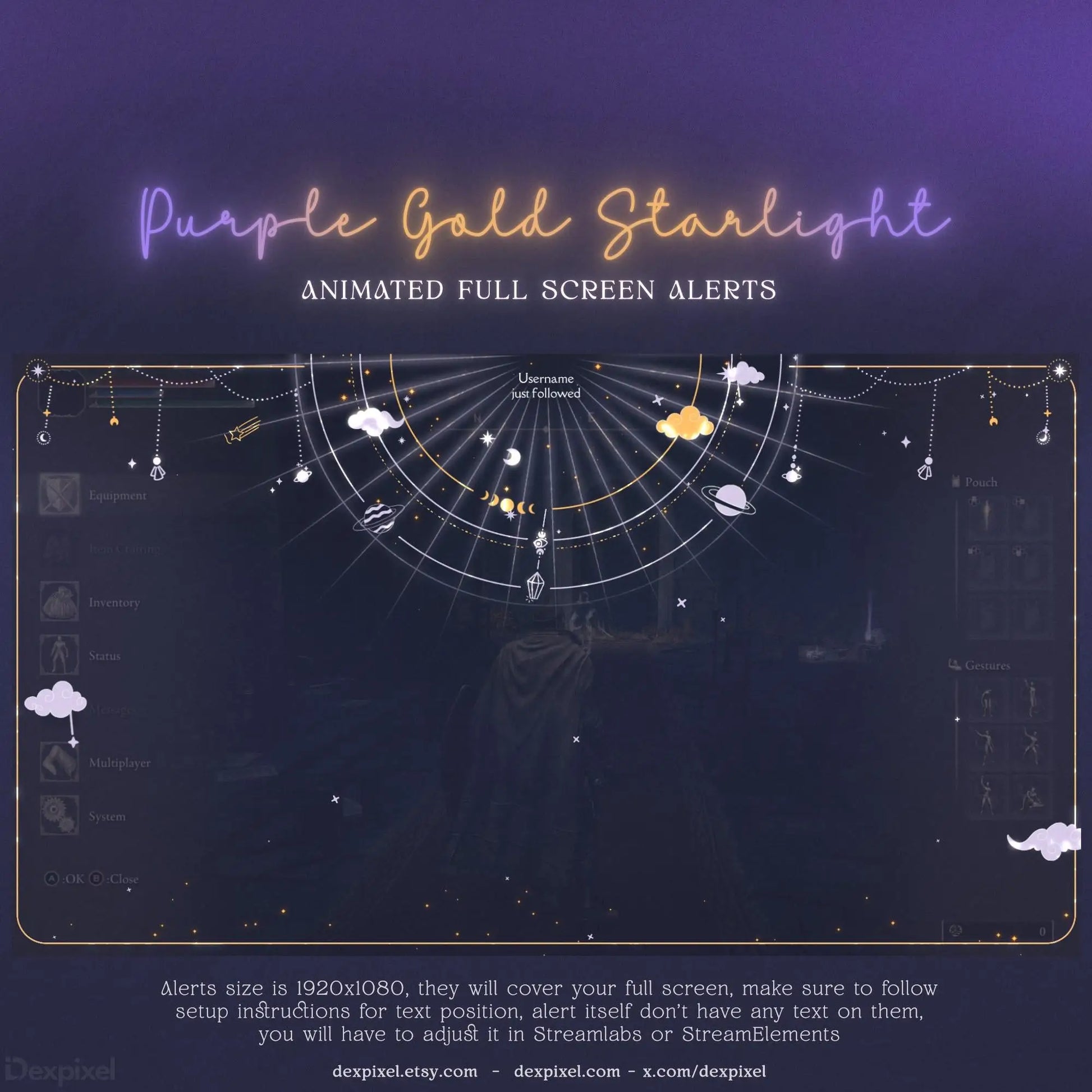 Purple Gold galaxy-planet-twitch-stream-alert-with-animation
