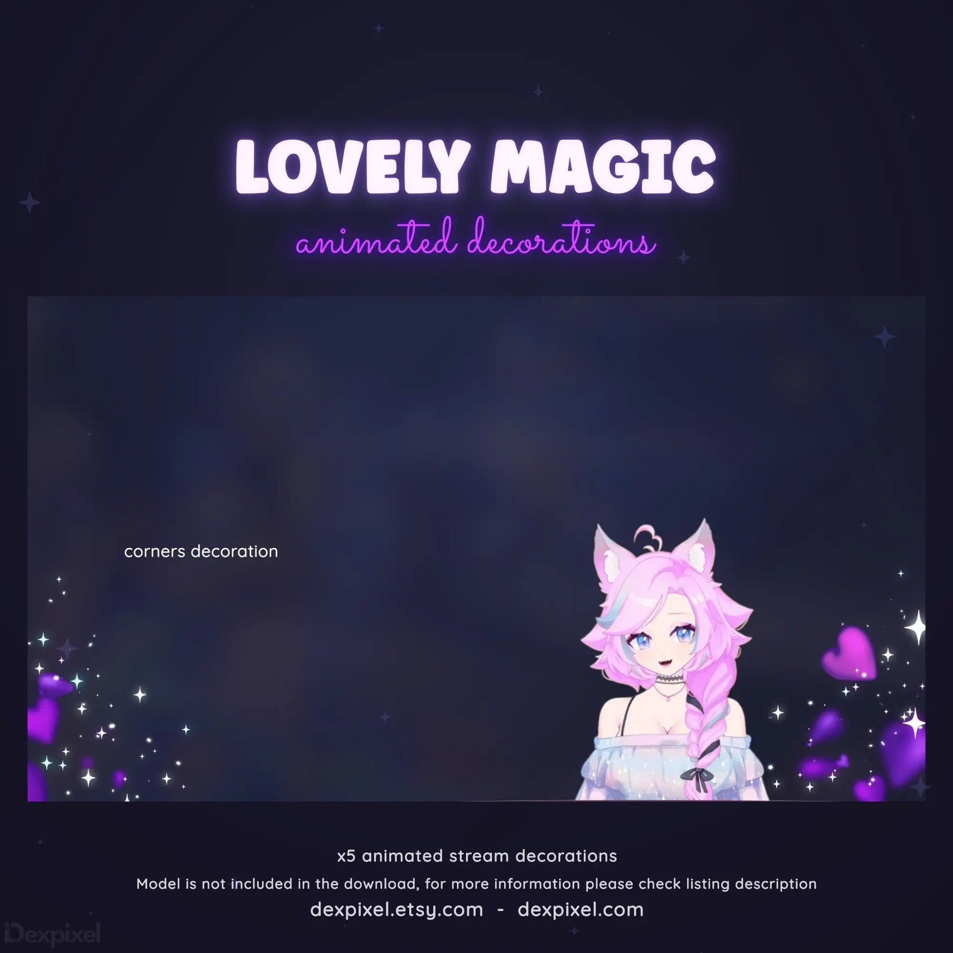 purple hearts streamlabs animated decoration
