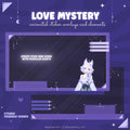 Purple Love Mystery animated overlays for VTuber streams featuring customizable modular assets and charming design elements.