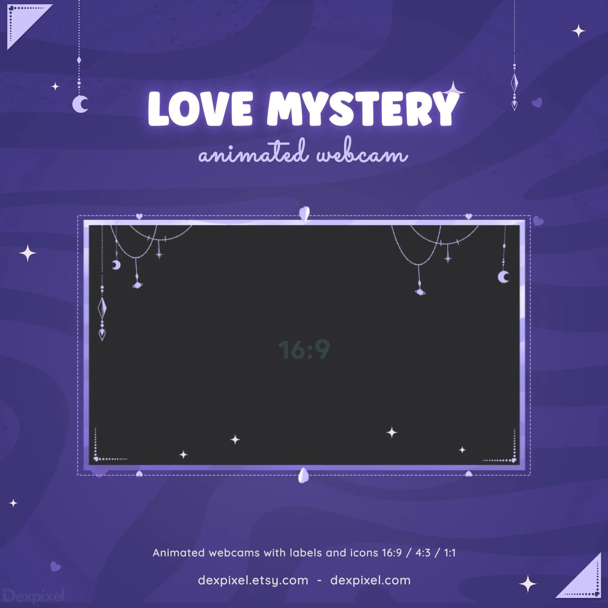 elegant purple mystery webcam overlay for streamers
