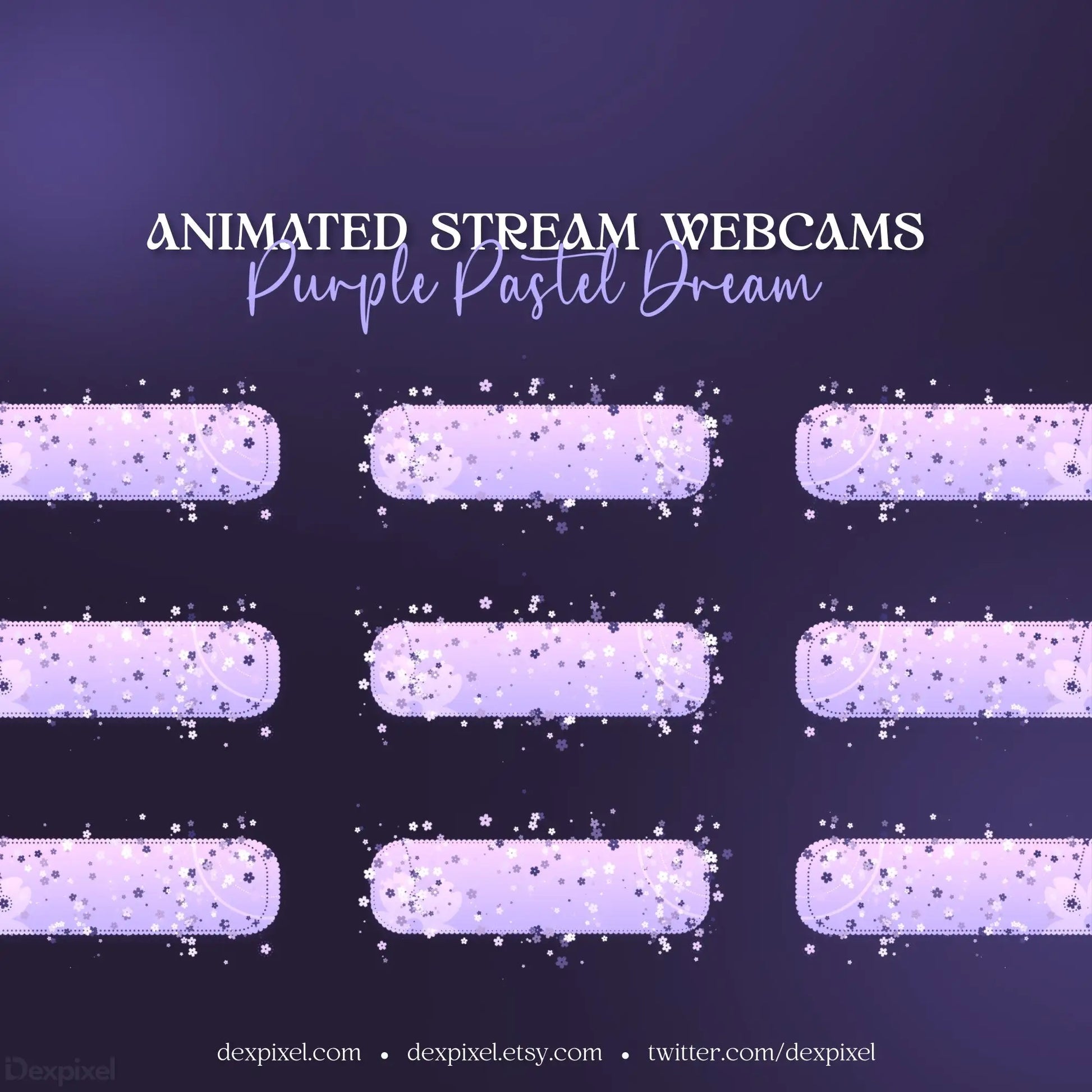 Purple Pastel Dream animated stream alerts with sparkly effects for webcam overlays