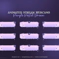 Purple pastel dream webcam overlay frames for animated stream alerts