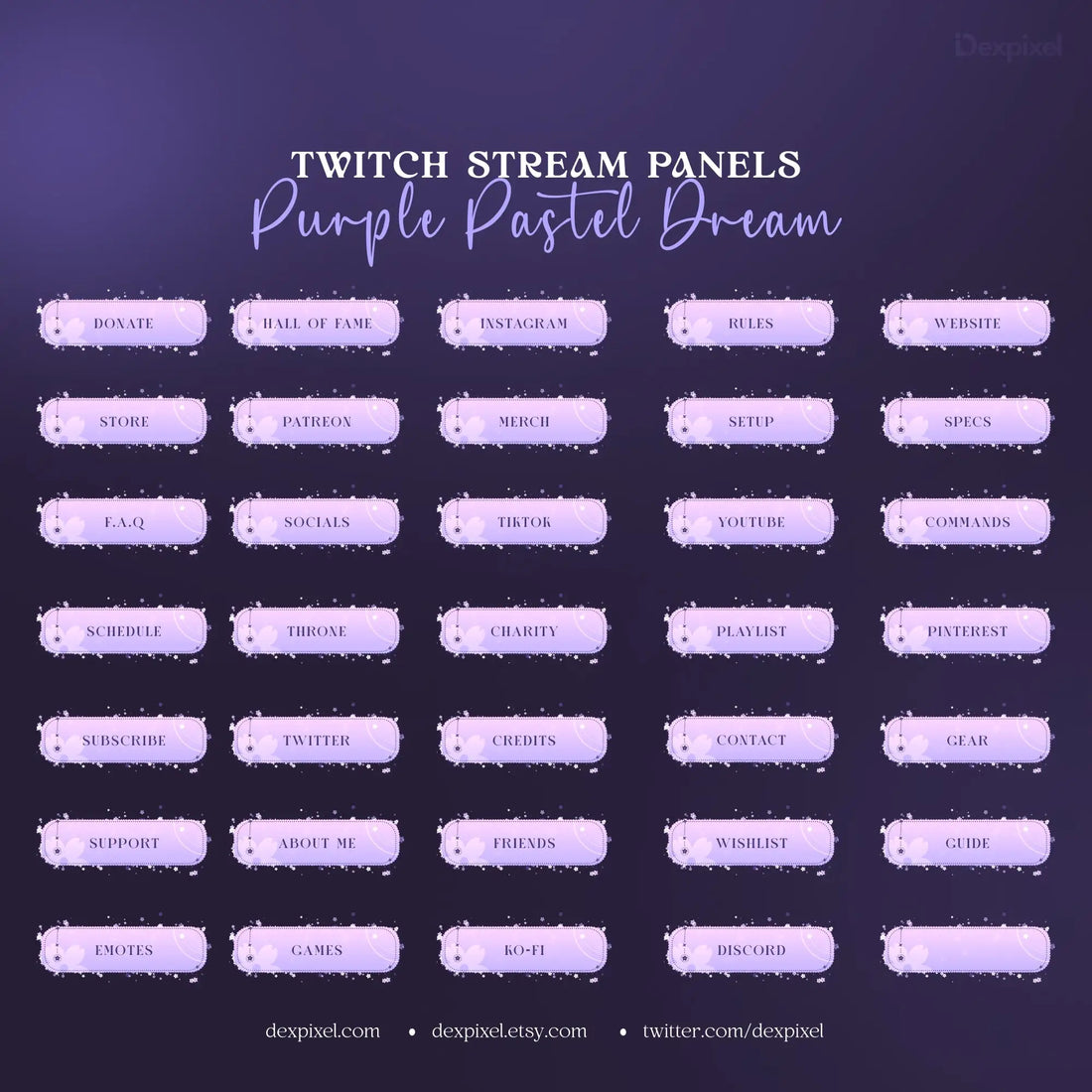 Purple Pastel Dream Celestial Stream Pack featuring purple dream animated overlays and panels