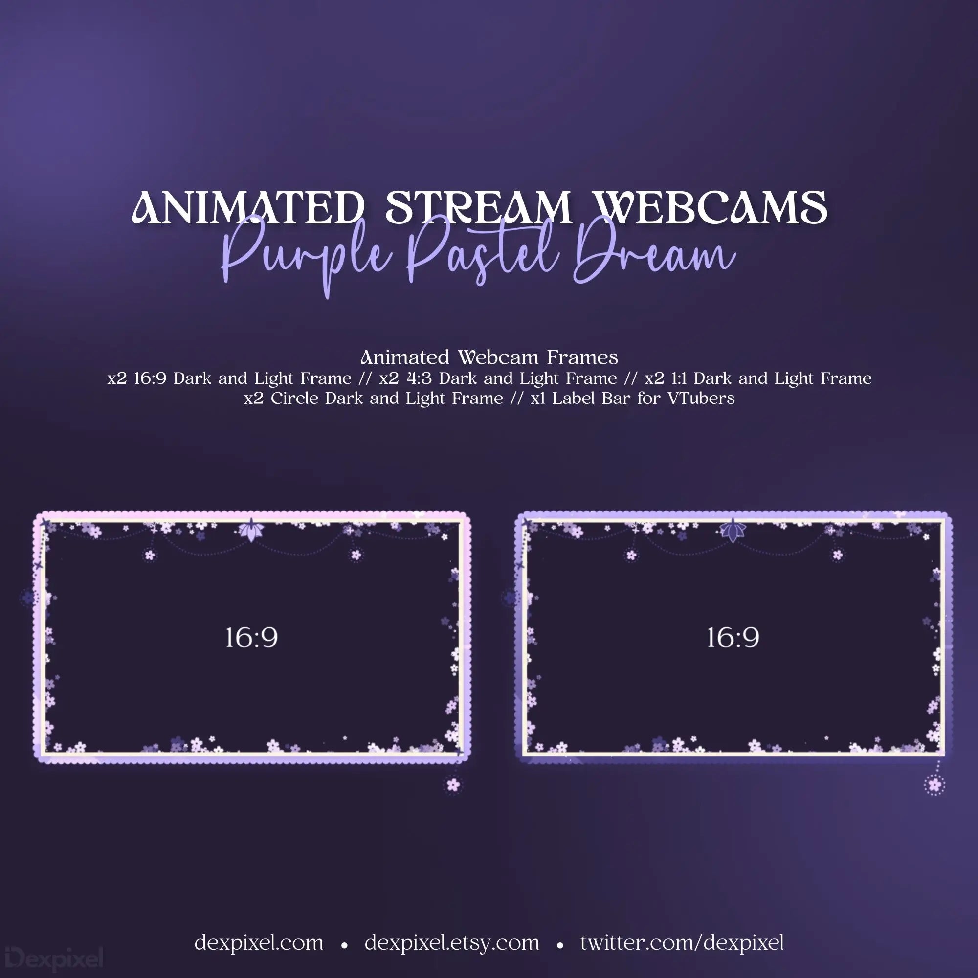 Animated Purple Pastel Dream Webcam Frame with floral celestial sparkle effects