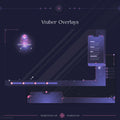 Dark purple and blue interface overlay design for Vtuber streaming content.