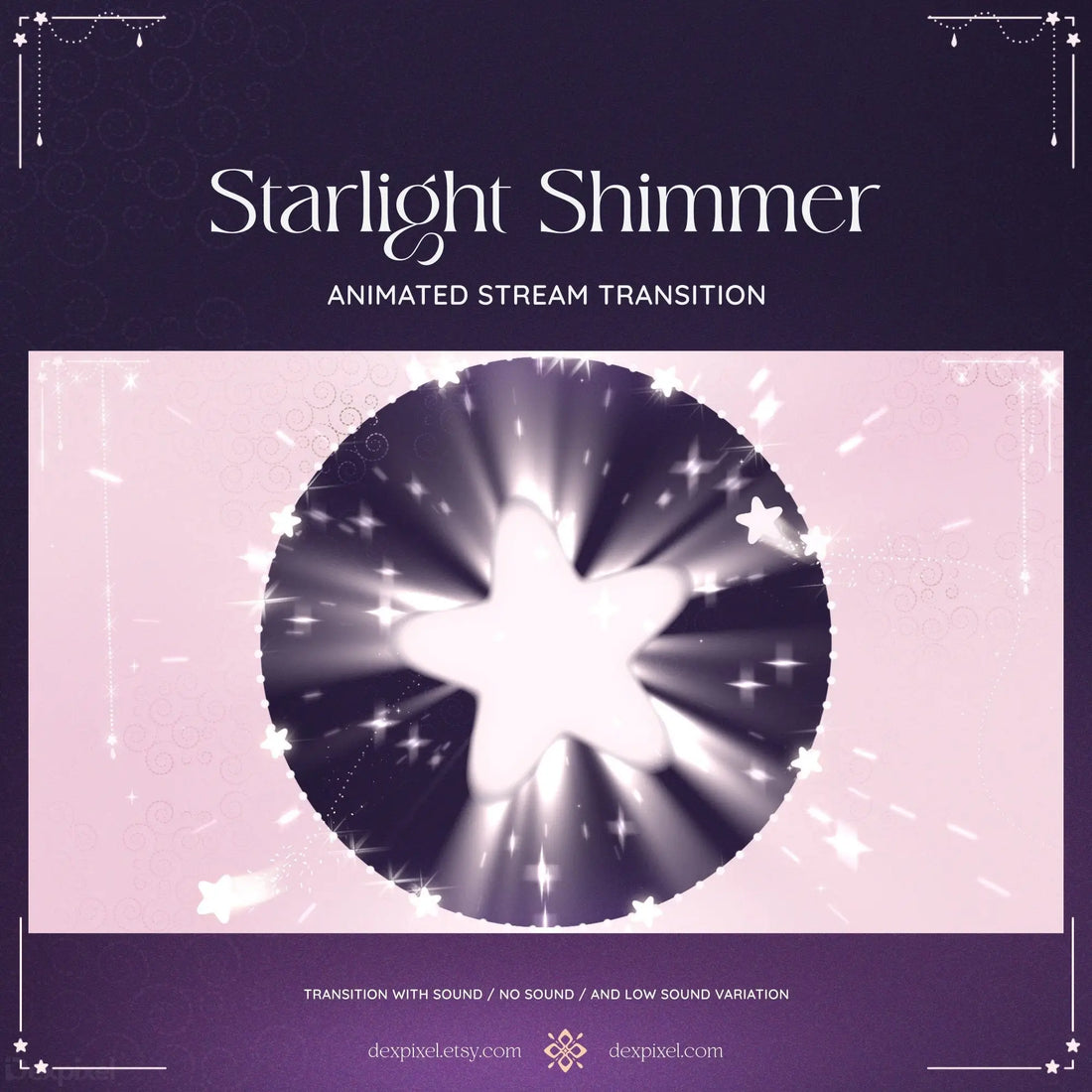 purple pink shimmer starlight stream transition
