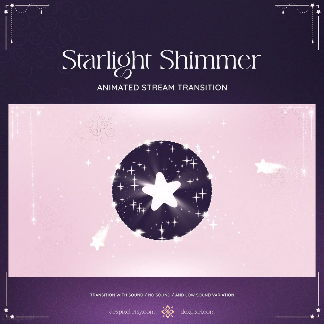 purple pink shimmer starlight stream transition
