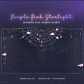 Purple and pink neon-styled animated alert overlay frame with celestial decorative elements.