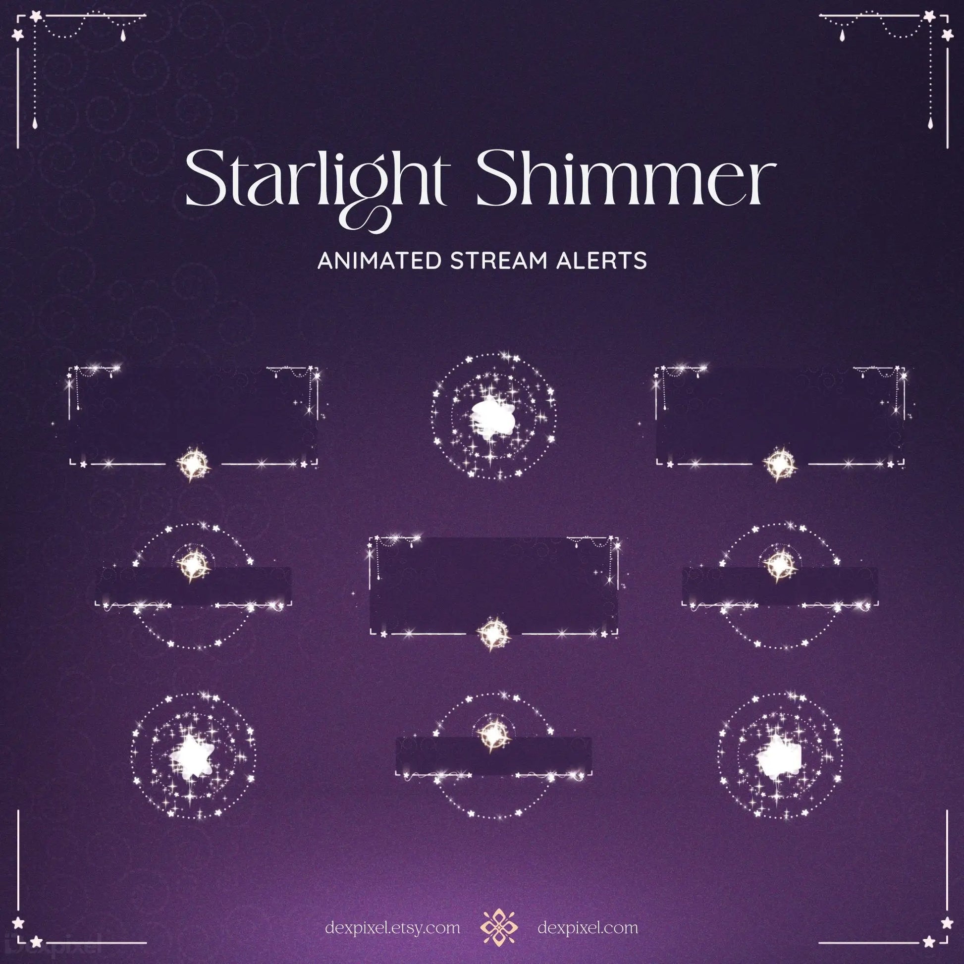 purple shimmer starlight animated stream alerts
