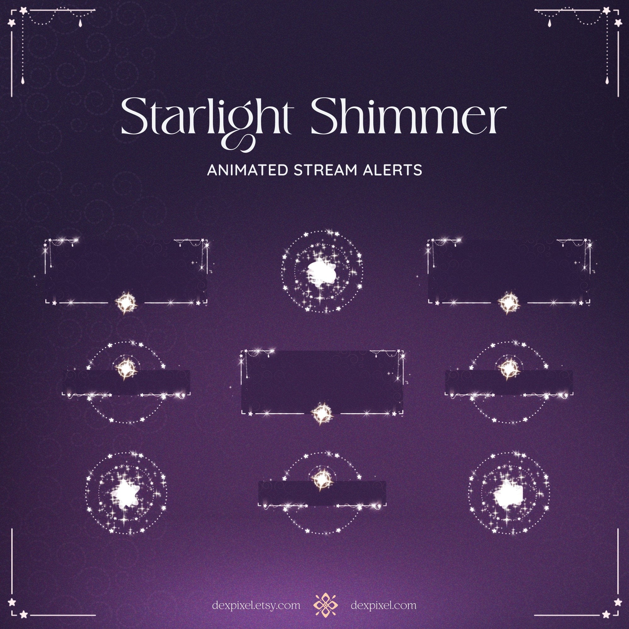 purple shimmer starlight animated stream alerts
