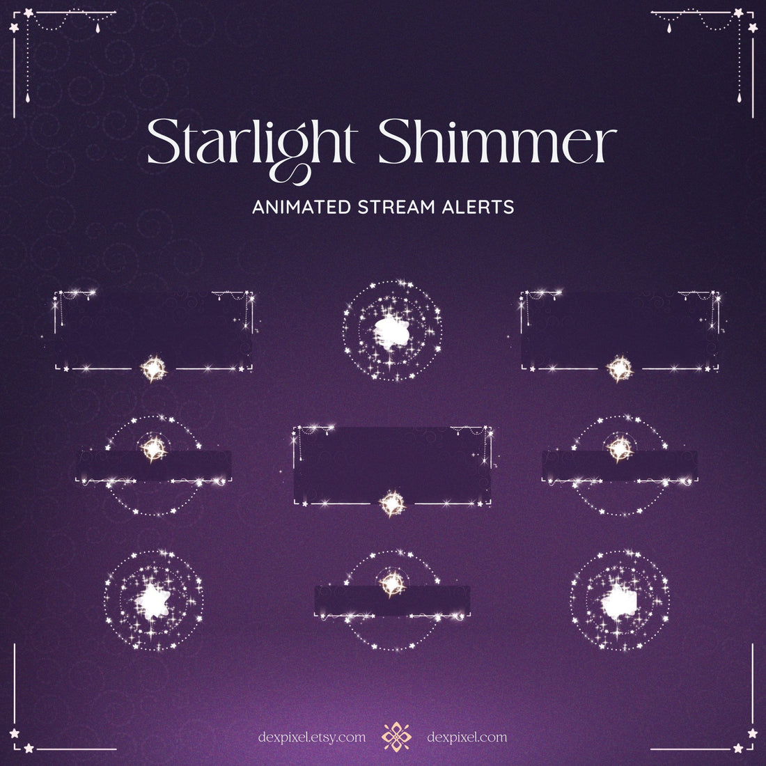 purple shimmer starlight animated stream alerts
