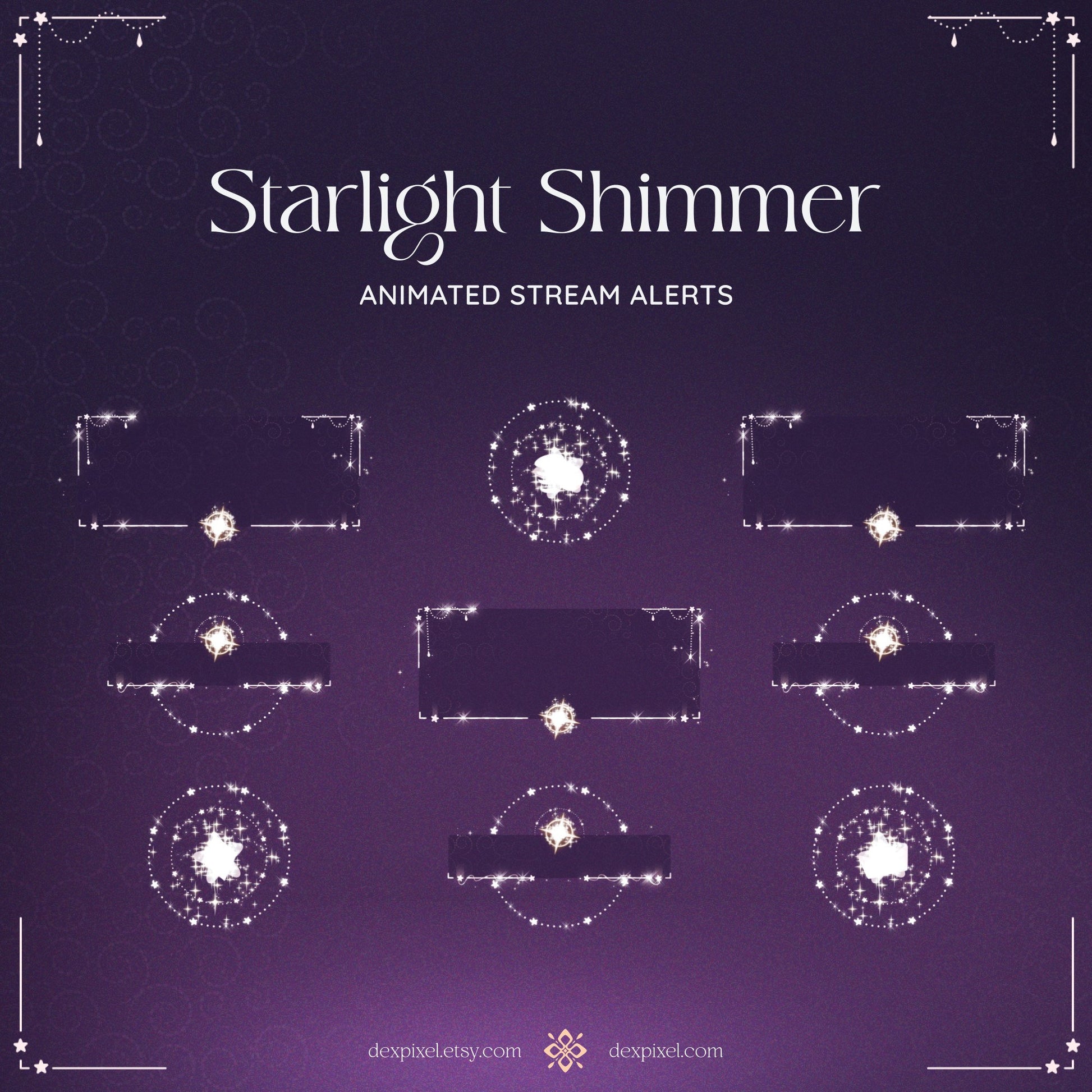 purple shimmer starlight animated stream alerts
