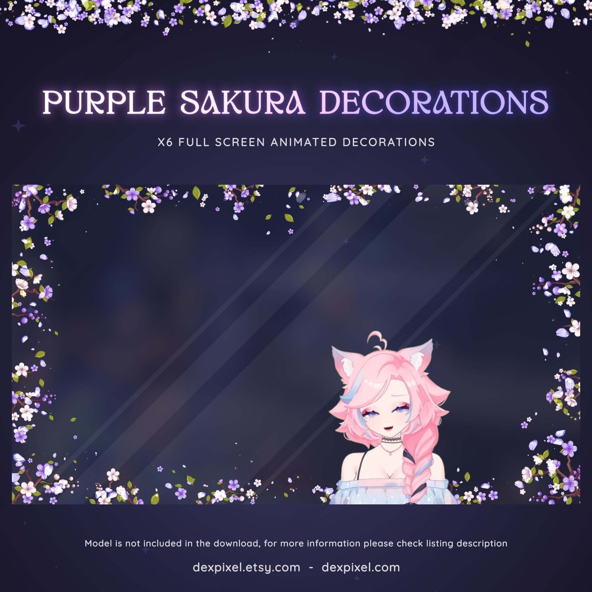 purple white sakura cherry blossom stream decoration
