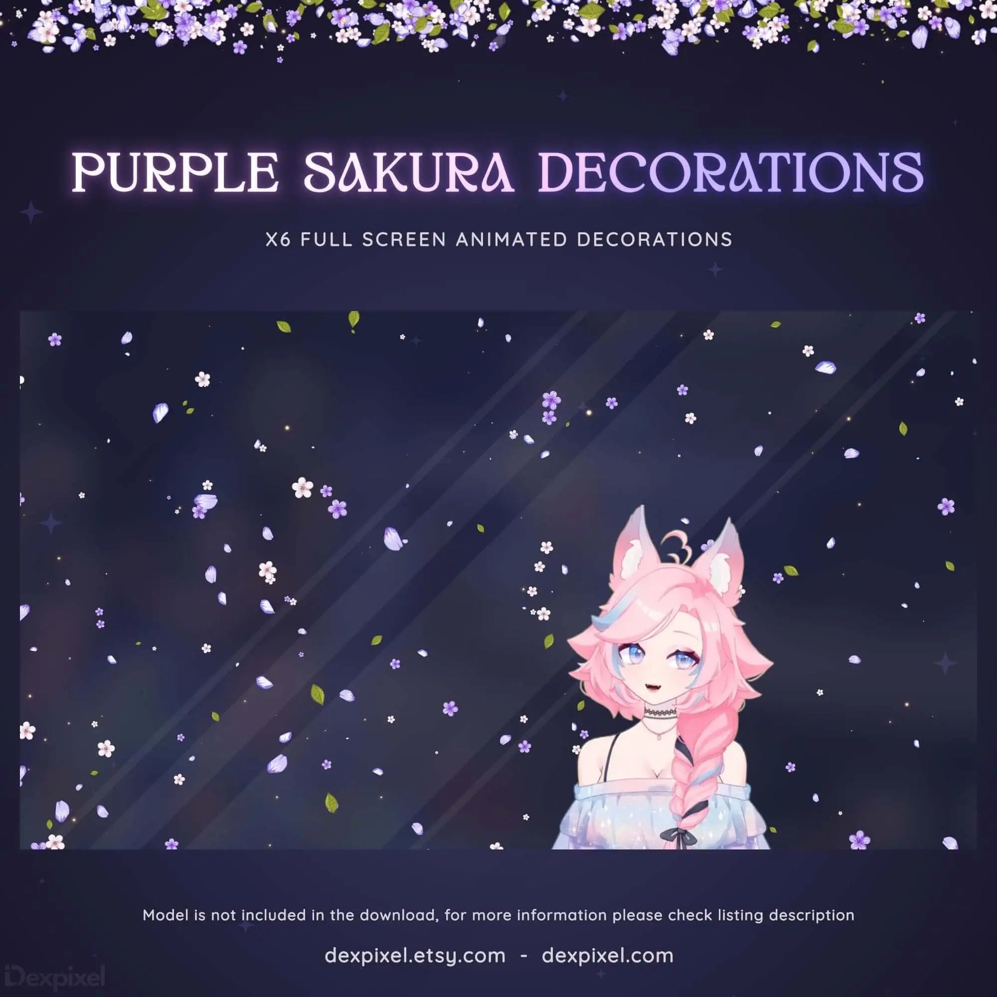 cherry blossom pink white animated stream decoration
