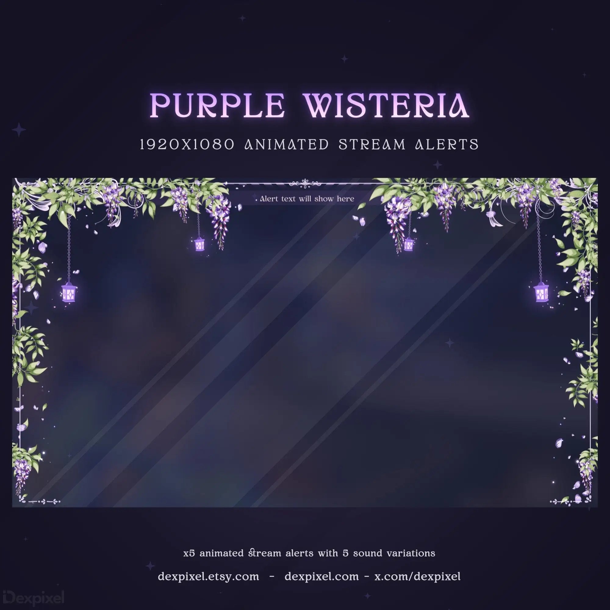 purple wisteria blooming stream alerts vtuber
