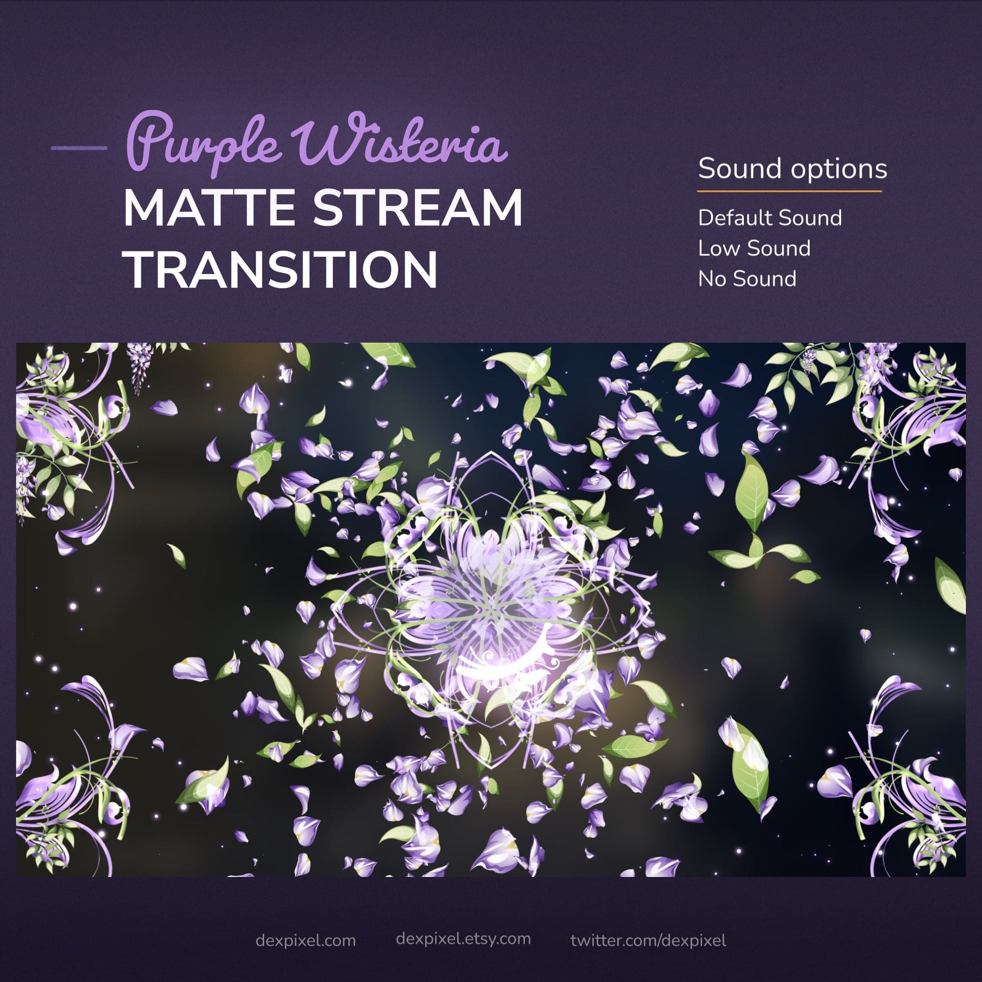 Purple Wisteria Matte Stream Transition with sound options.