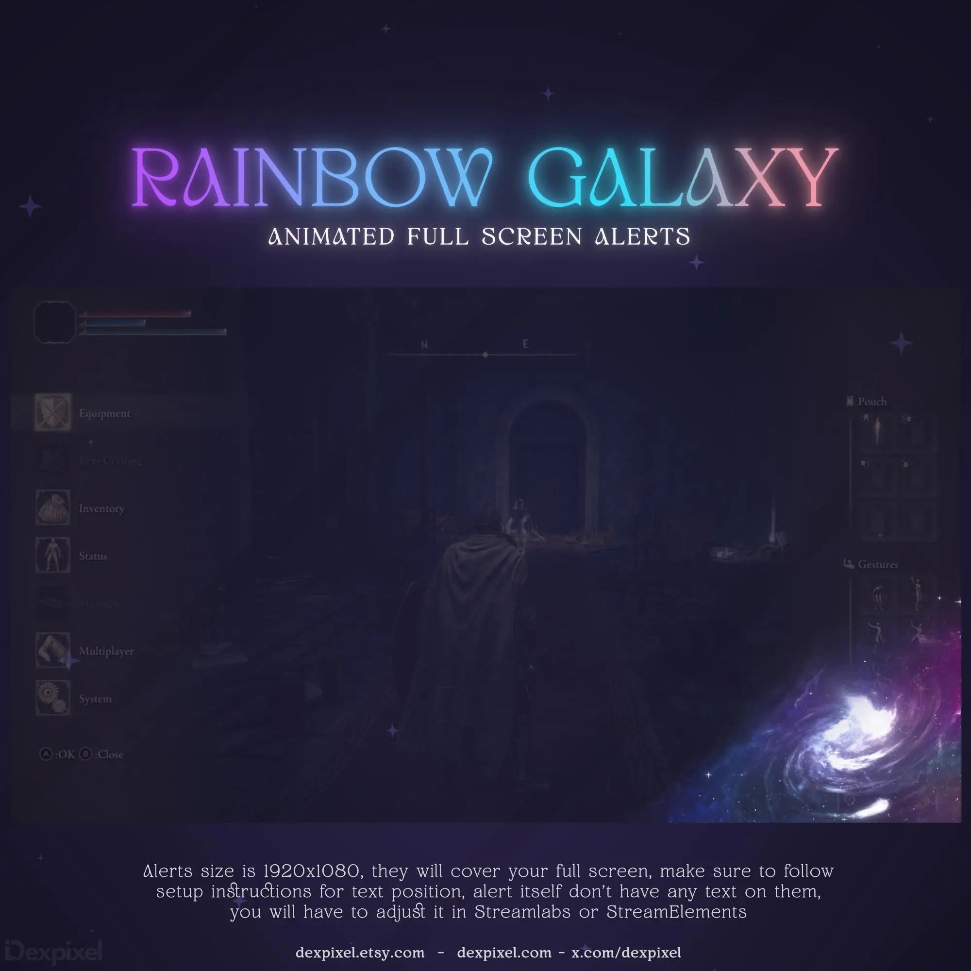 Rainbow Nebula Galactic Animated Stream Alert with Cosmic Space Animation and Sound for Twitch
