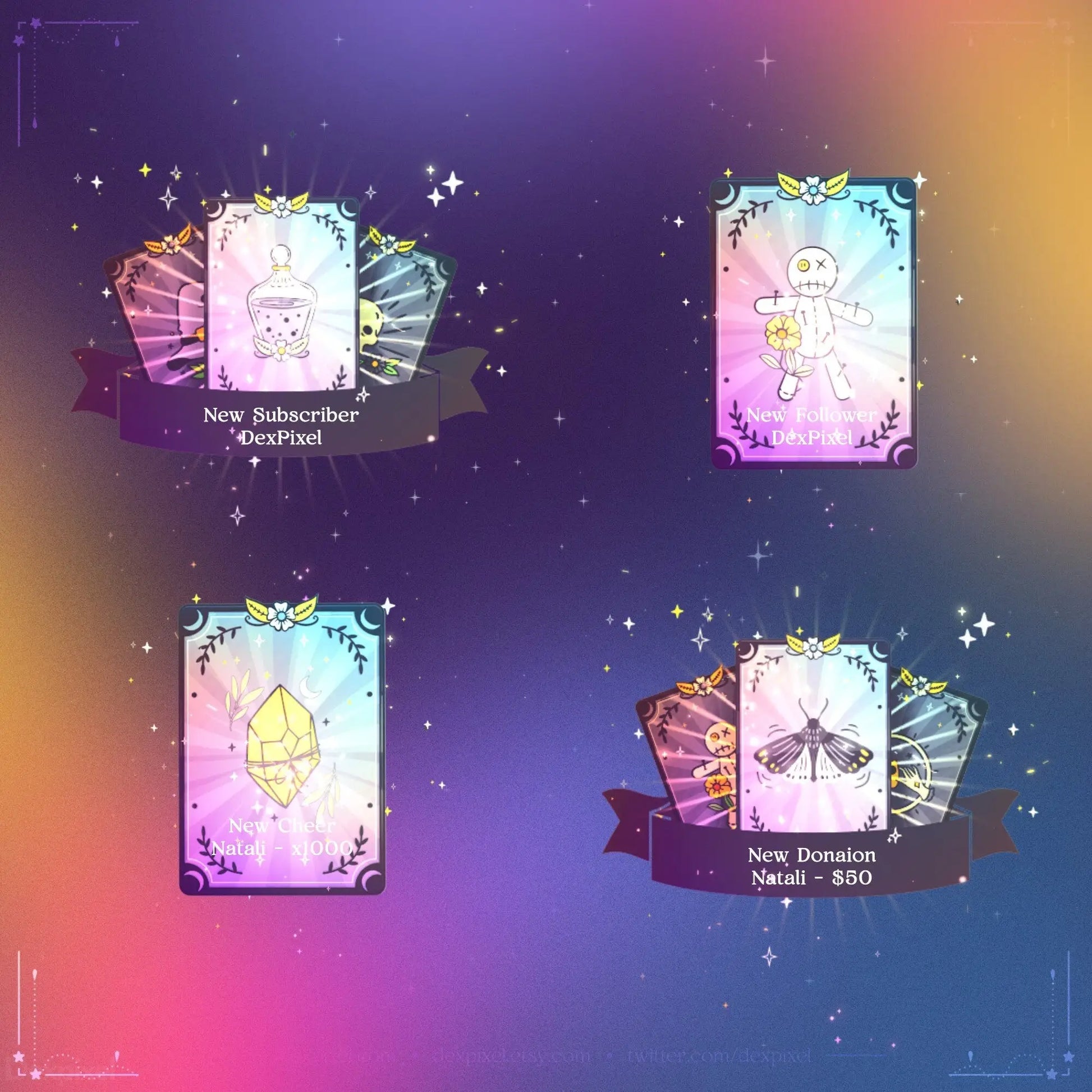 rainbow gold twitch alerts for streaming