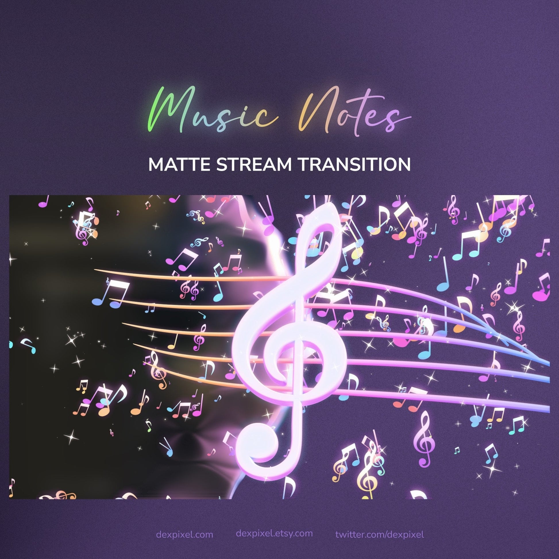 A glowing, translucent treble clef with a soft pink and purple gradient finish.