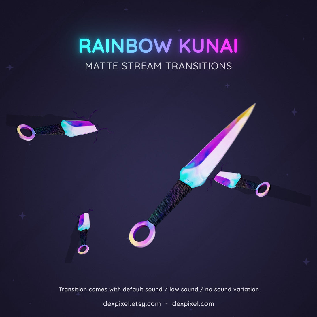 rainbow neon kunai knives ninja matte stream transition
