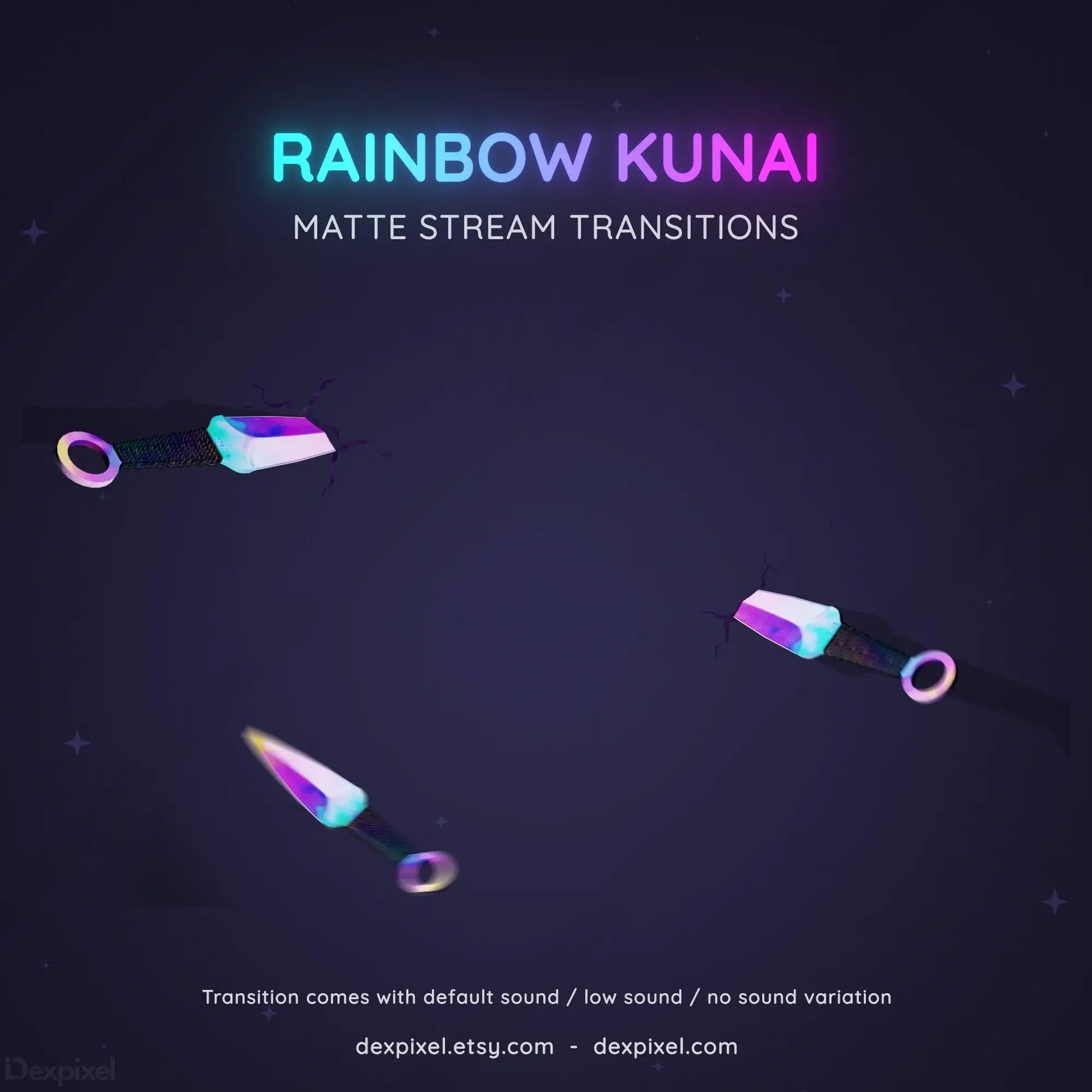 neon kunai knife cartoon stream transition
