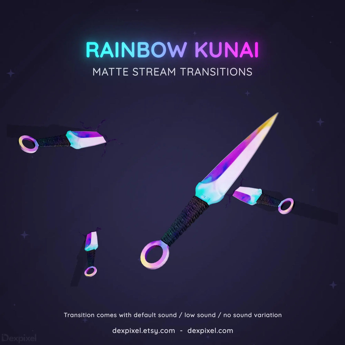 rainbow neon kunai knives ninja matte stream transition
