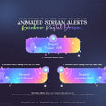 Animated Twitch stream alert overlays featuring Rainbow Pastel Dream design