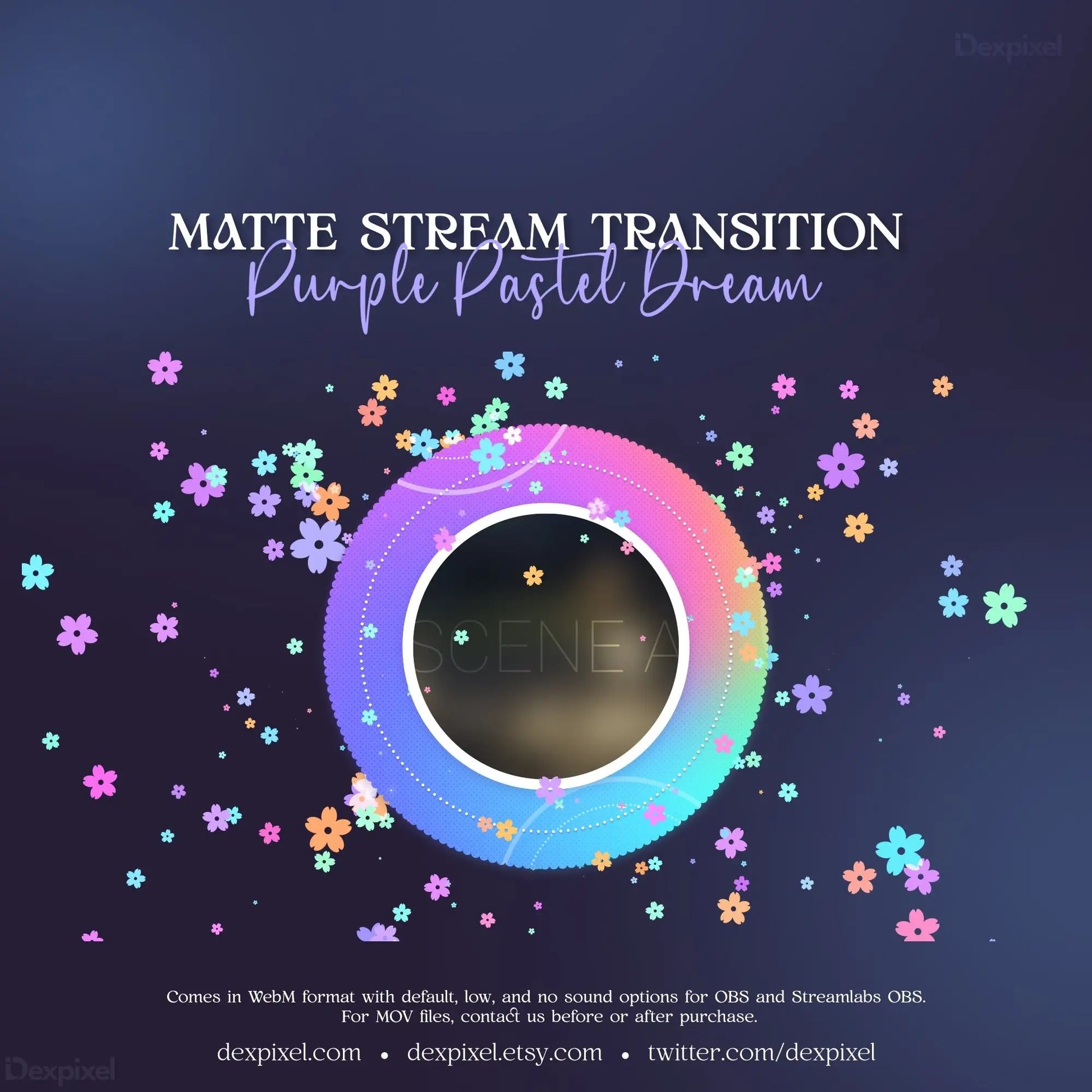 Colorful circular stream transition featuring flowers in pastel hues for Rainbow Pastel Dream