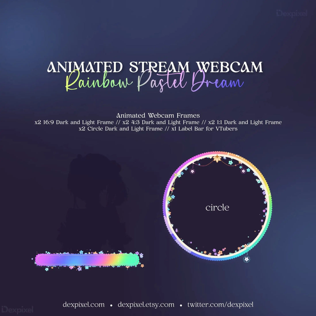 Stream overlay template with rainbow pastel dream design and celestial magic for webcams