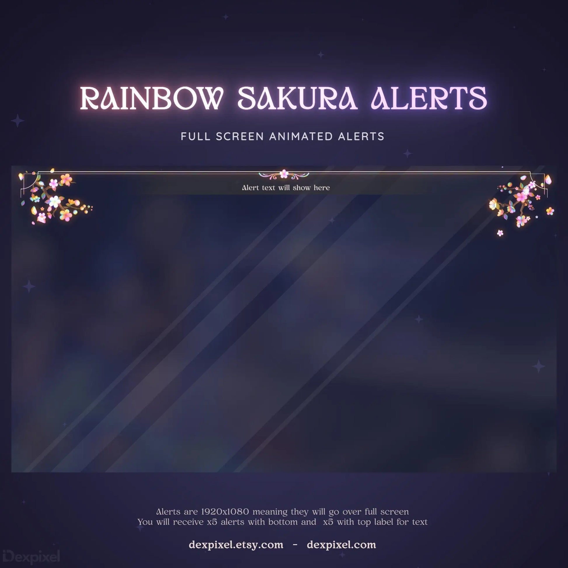 cherry blossom rainbow animated stream alert
