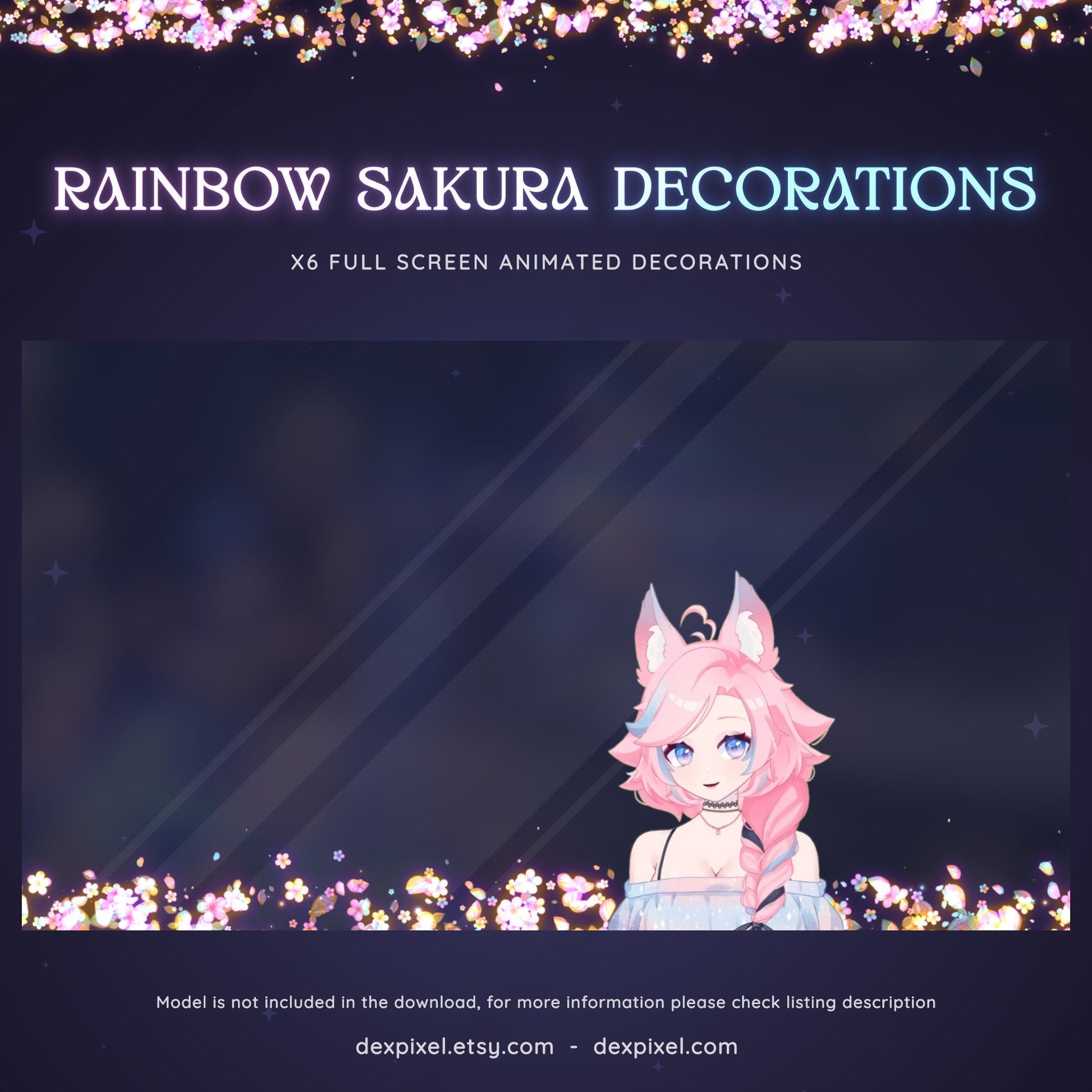 rainbow sakura decorations animated elements
