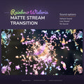 A vibrant, animated stream transition featuring colorful, swirling petals and floral designs with customizable sound options.