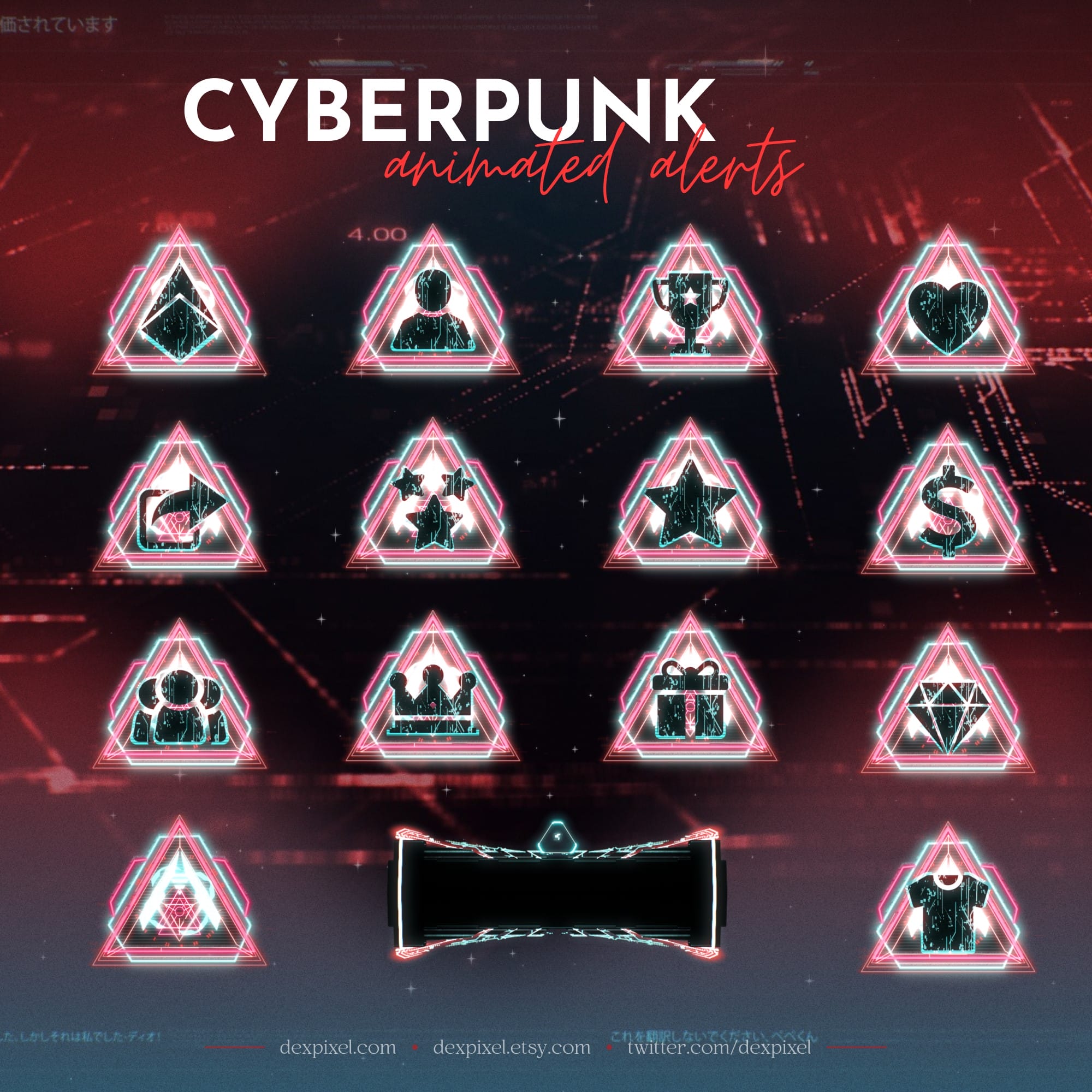 cyberpunk glitch style stream alerts
