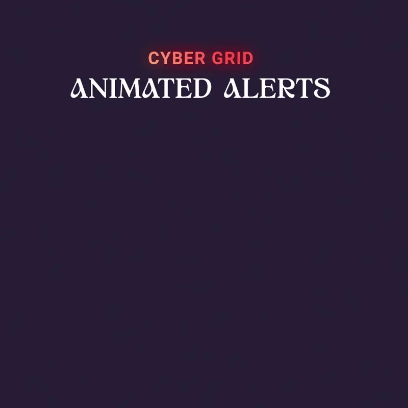 Red and orange cyber grid animated alerts.