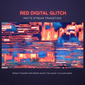 Digital glitch effect artwork featuring red and blue distorted horizontal streaks.