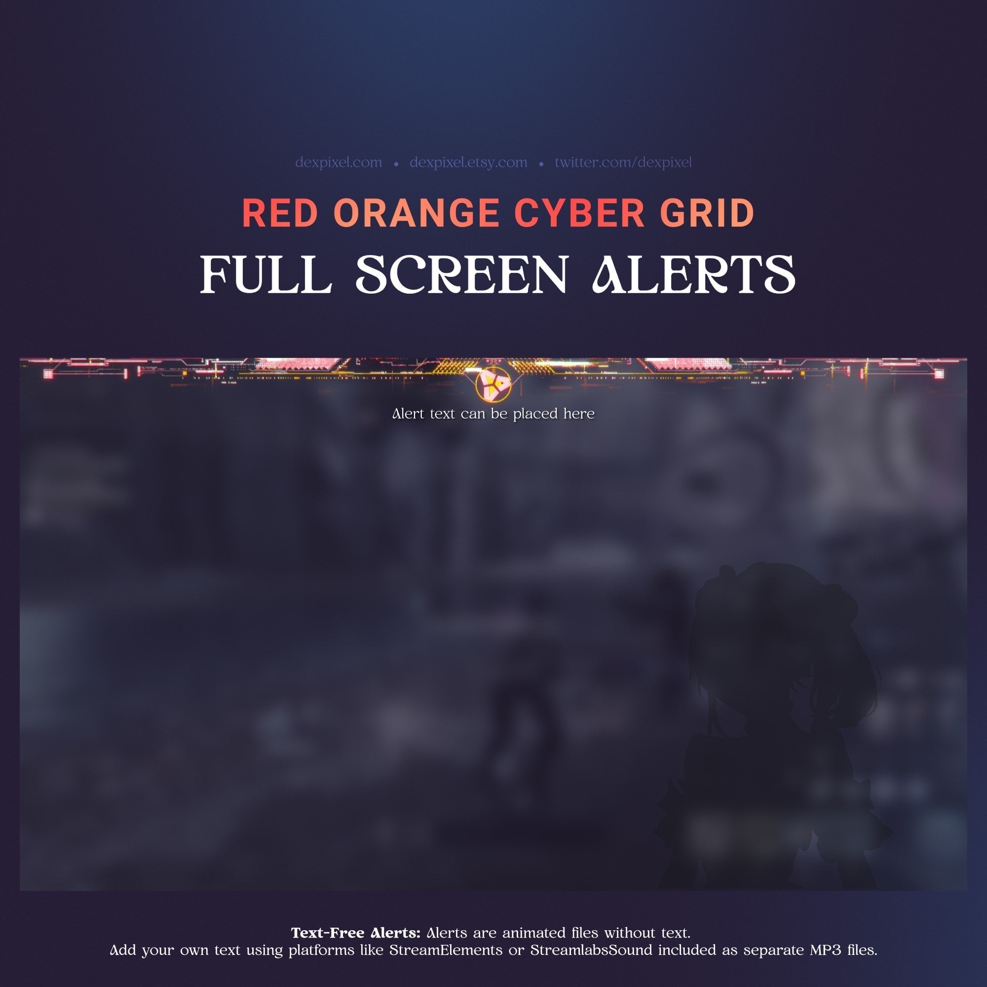 Red and orange cyber grid full screen alerts.