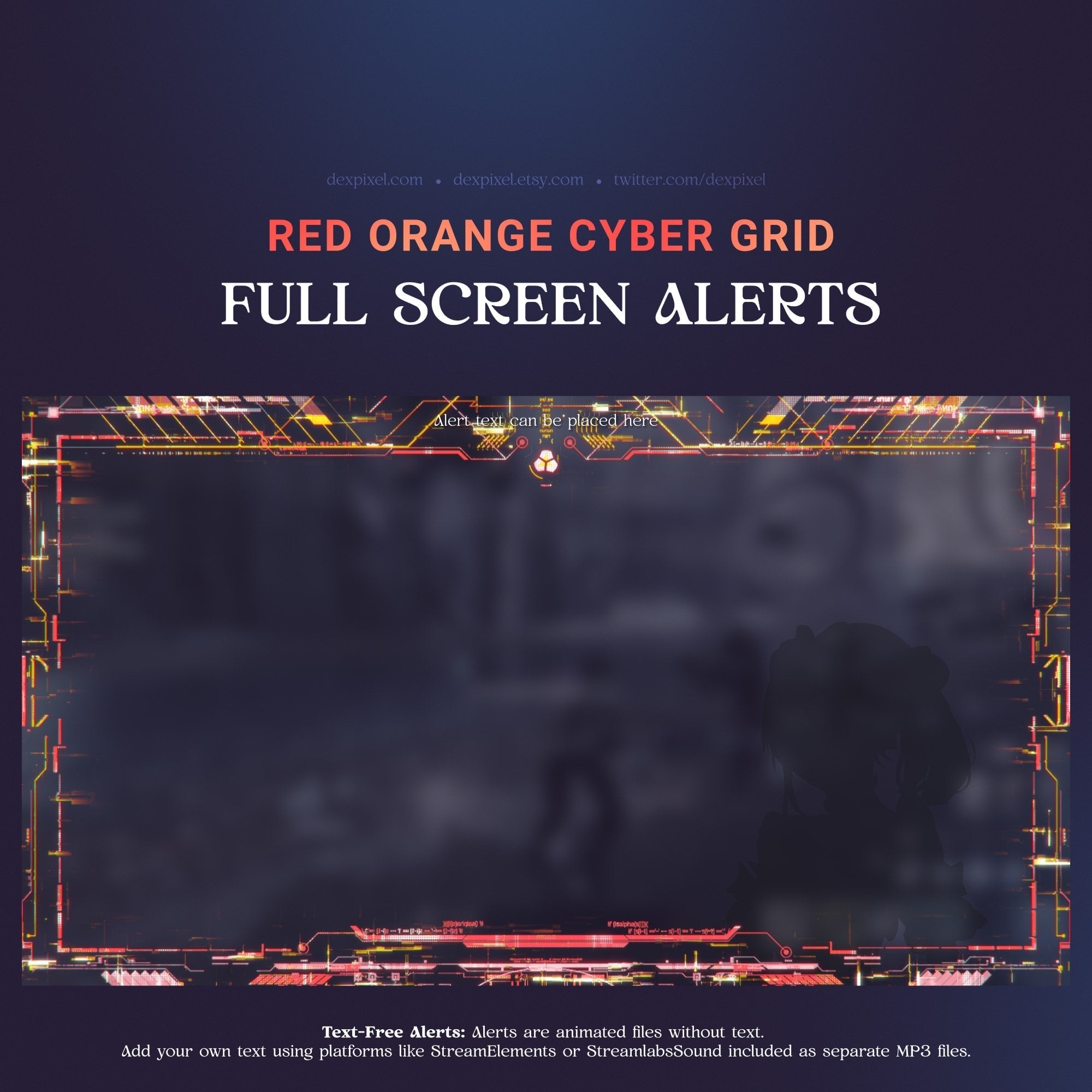 Red and orange cyber grid full screen alert frame.