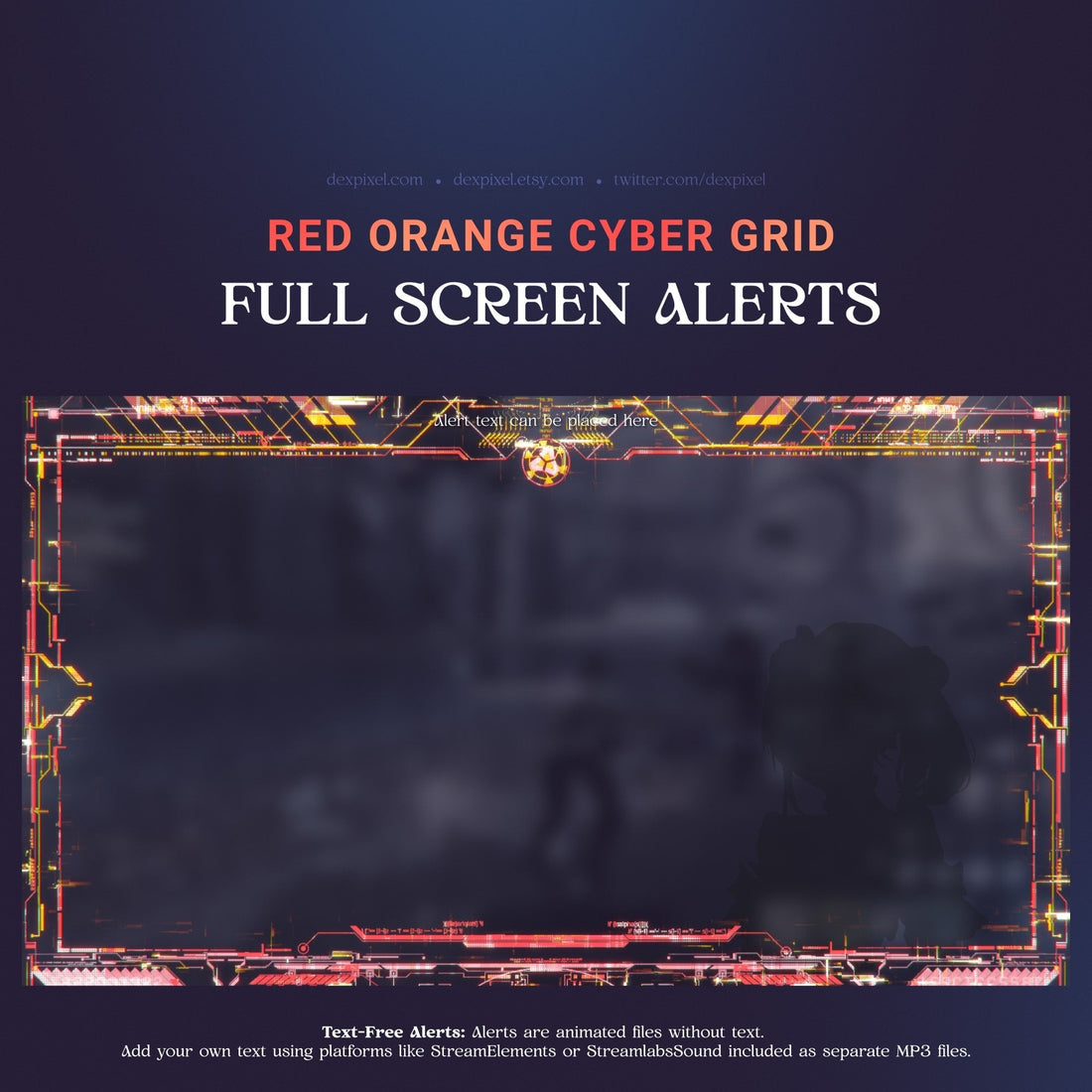 Red and orange cyber grid full screen alert frame.