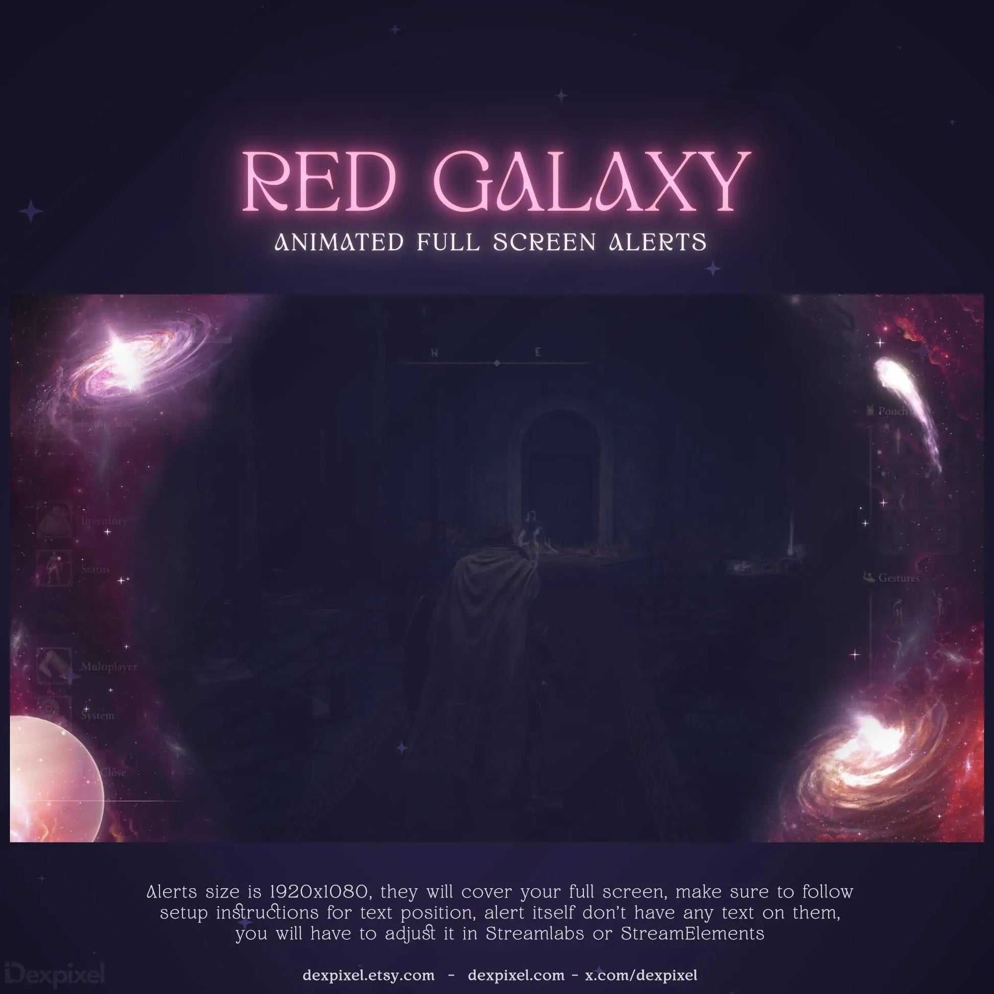 Red Galaxy Nebula Fullscreen Stream Alert for Twitch, VTuber, and YouTube
