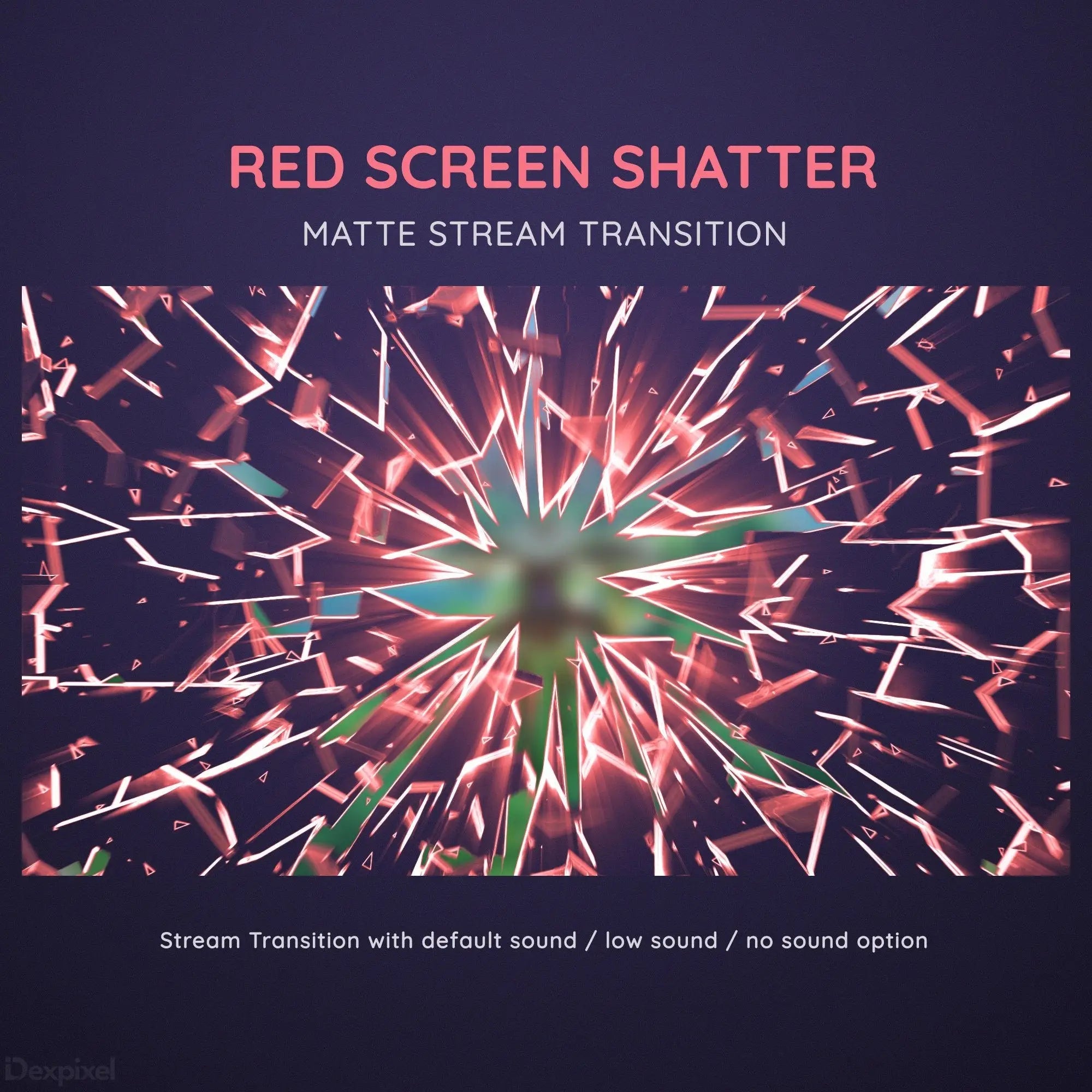 Red shattered glass effect with radiating fracture lines and a glowing center point.