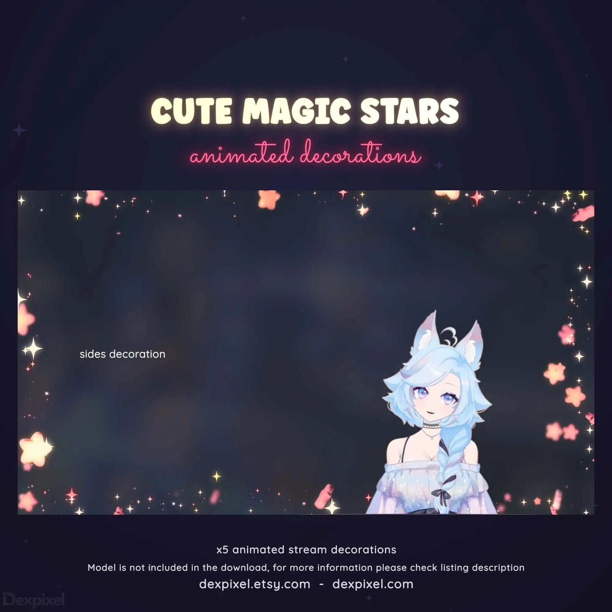 Cute Animated Stream Decorations | Floating Stars