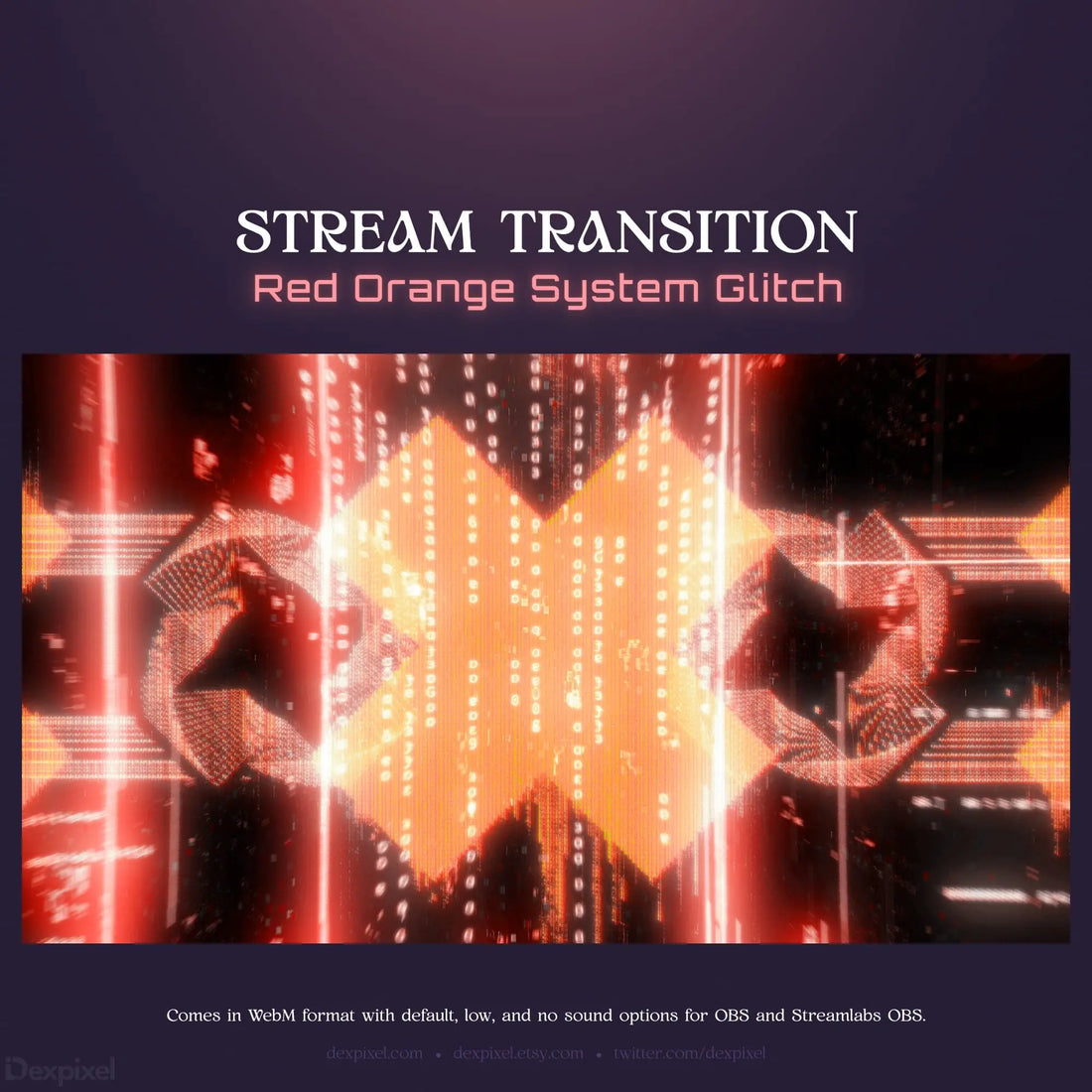 Red and white glitch stream transition.